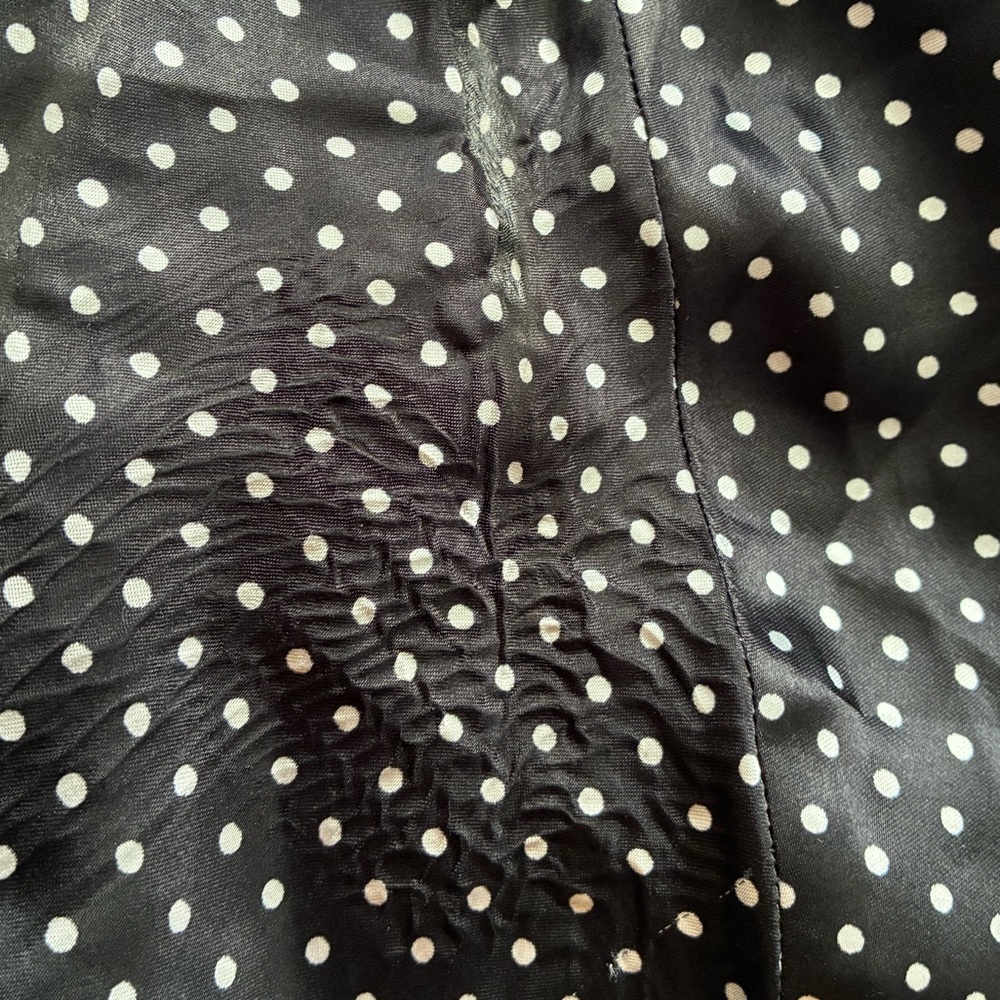 Vintage Y2K Sexy Satin Dotted  Black & White Gown Baby Doll Slit Dress L - Picture 13 of 13